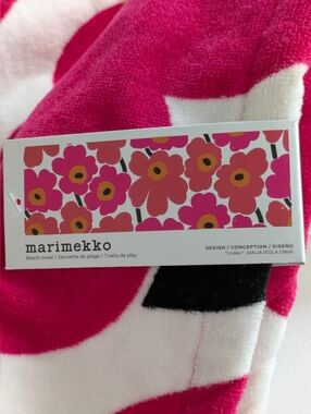 Marimekko Unikko Towel Red Pink White Floral Beach Towel Finland Bath Design New